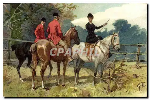 Cartes postales Chiens Chien Chasse a courre Cavalier Cheval