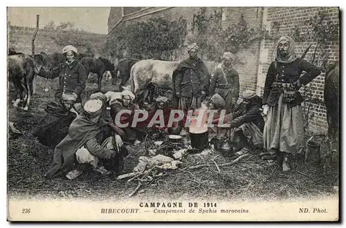 Cartes postales Militaria Ribecourt Campement de Spahis marocains