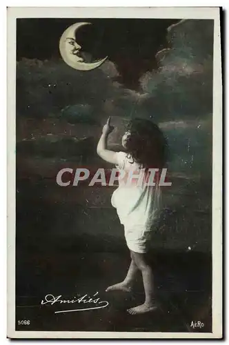 Ansichtskarte AK Fantaisie Lune Enfant