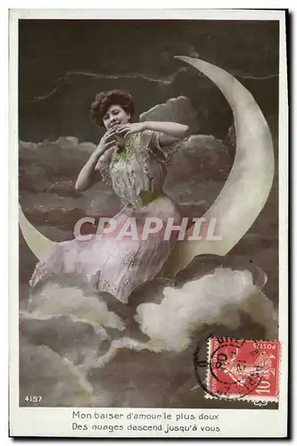 Cartes postales Fantaisie Lune Femme