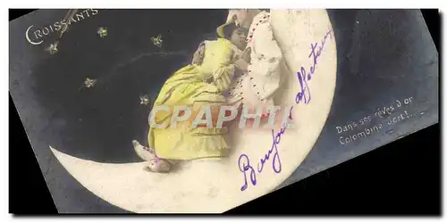 Cartes postales Fantaisie Lune Femme Croissants de lune