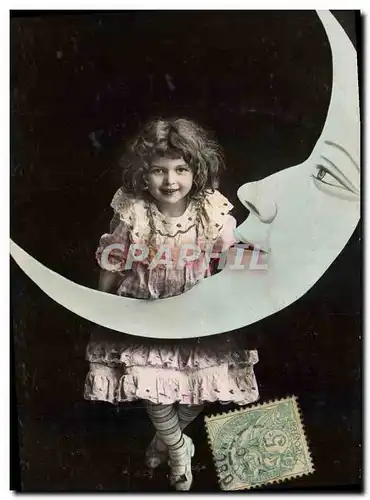 Cartes postales Fantaisie Lune Enfant