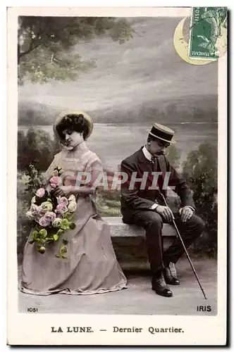 Cartes postales Fantaisie Lune Femme Dernier quartier