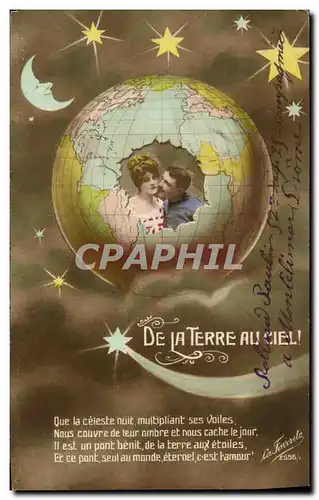 Ansichtskarte AK Fantaisie Lune Femme De la terre au ciel