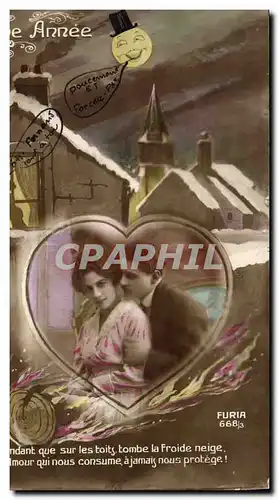 Cartes postales Fantaisie Lune Femme Coeur