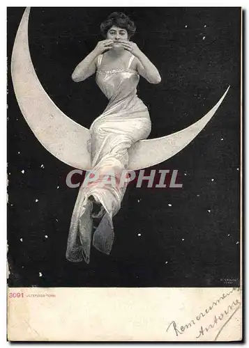 Cartes postales Fantaisie Lune Femme