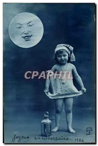 Ansichtskarte AK Fantaisie Lune Enfant