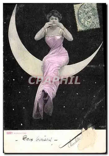 Cartes postales Fantaisie Lune Femme