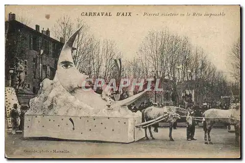 Cartes postales Fantaisie Lune Carnaval d&#39Aix en Provence Pierrot aviateur ou le reve impossible