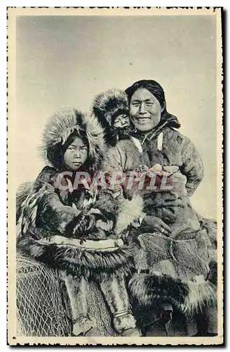 Cartes postales Polaire Alaska Une chretienne de l&#39Ocean Arctique et ses deux enfants