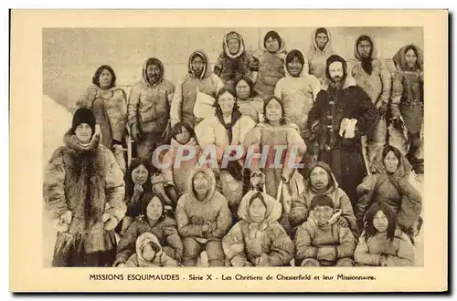 Cartes postales Polaire Missions Esquimaudes Les chretiens de Chesterfield et leur missionnaire