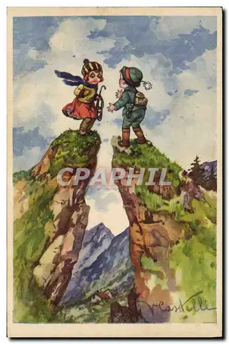 Cartes postales Fantaisie Illustrateur Enfants Alpinisme