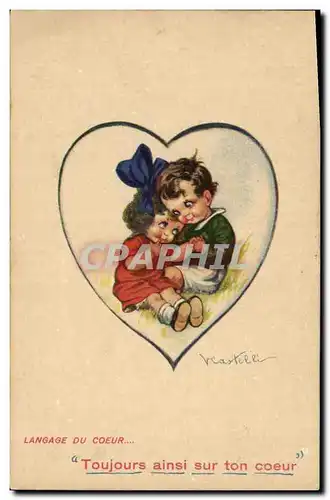 Cartes postales Fantaisie Illustrateur Enfants Coeur