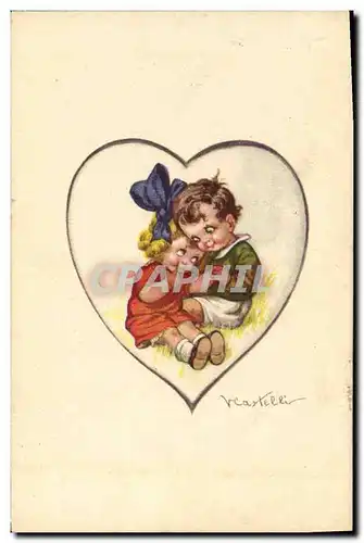 Cartes postales Fantaisie Illustrateur Enfants Coeur