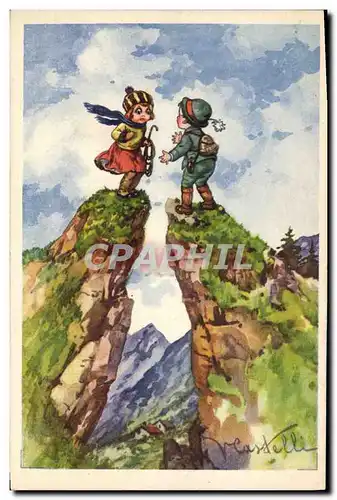 Ansichtskarte AK Fantaisie Illustrateur Enfants Alpinisme