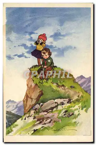 Cartes postales Fantaisie Illustrateur Enfants Alpinisme