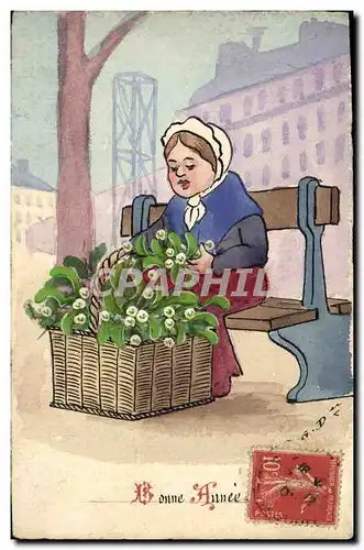 Cartes postales Fantaisie (dessin a la main) Femme Fleurs