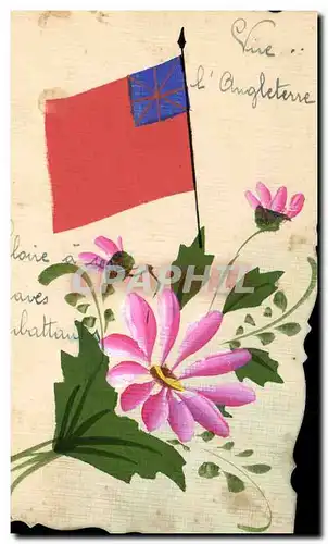 Ansichtskarte AK Fantaisie (dessin a la main) Fleurs Drapeau Angleterre