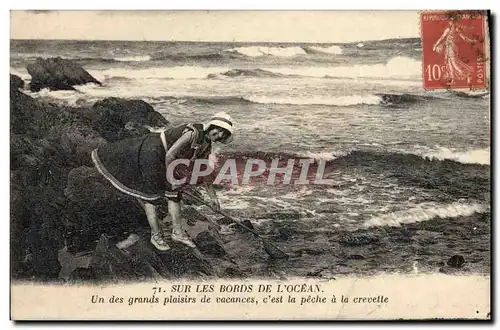 Cartes postales Peche La peche a la crevette