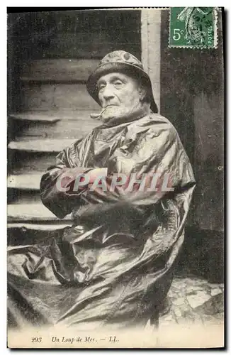 Cartes postales Peche Pecheur un loup de mer