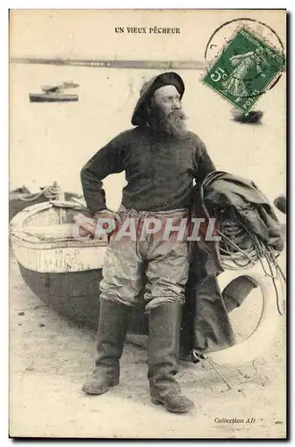 Cartes postales Peche Un vieux pecheur