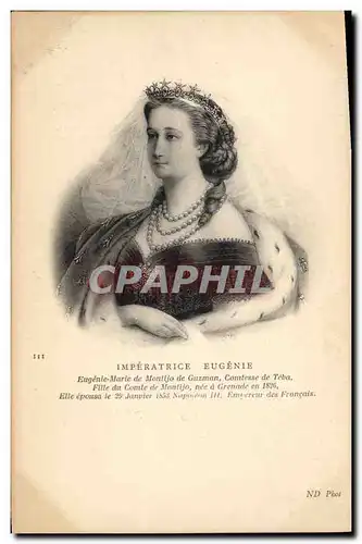 Ansichtskarte AK Eugenie Marie de Montijo de Guzman Imperatrice des Francais