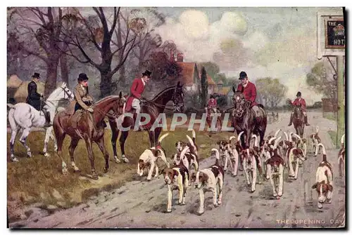 Cartes postales Chiens Chien Chasse a courre Cavaliers The opening day