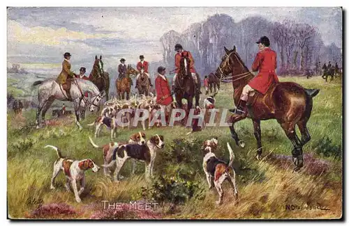 Cartes postales Chiens Chien Chasse a courre Cavaliers The meet