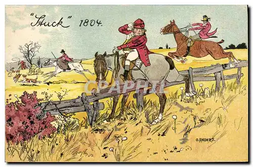 Cartes postales Chiens Chien Chasse a courre Cavaliers 1804