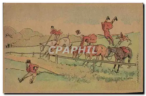 Cartes postales Chiens Chien Chasse a courre Cavaliers