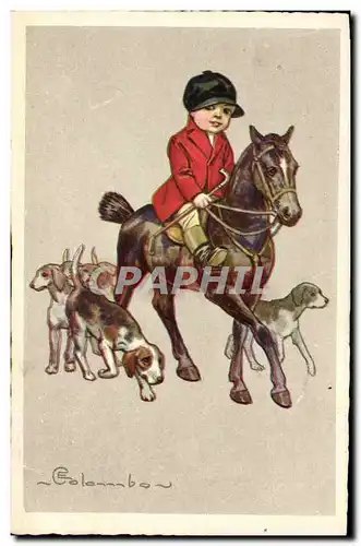 Cartes postales Chiens Chien Chasse a courre Enfant Cavalier