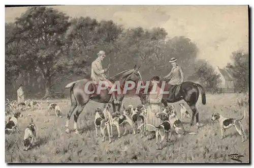 Cartes postales Chiens Chien Chasse a courre Cavaliers