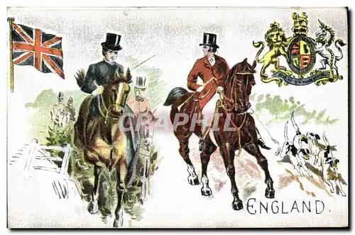 Cartes postales Chiens Chien Chasse a courre England Cavaliers