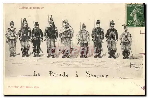 Cartes postales Militaria La parade de Saumur Ecole de Saumur