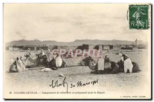 Ansichtskarte AK Militaria Colomb Bechar Campement de sahariens se preparant pour le depart