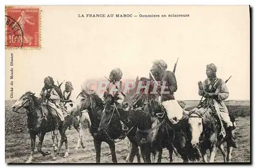 Cartes postales Militaria La France au Maroc Goumiers en eclaireurs