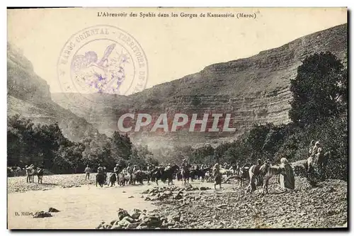 Cartes postales Militaria L&#39abreuvoir des Spahis dans les gorges de Kassasseria Maroc