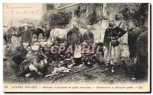 Cartes postales Militaria Ribecourt Campement de spahis marocains