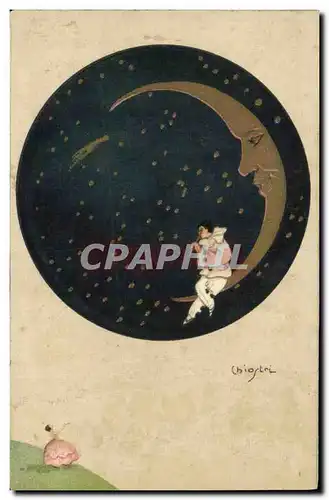 Cartes postales Fantaisie Lune Pierrot