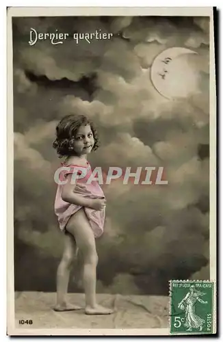 Cartes postales Fantaisie Lune Enfant Dernier quartier