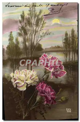 Cartes postales Fantaisie Lune Fleurs