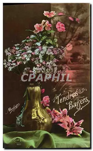 Cartes postales Fantaisie Lune Fleurs