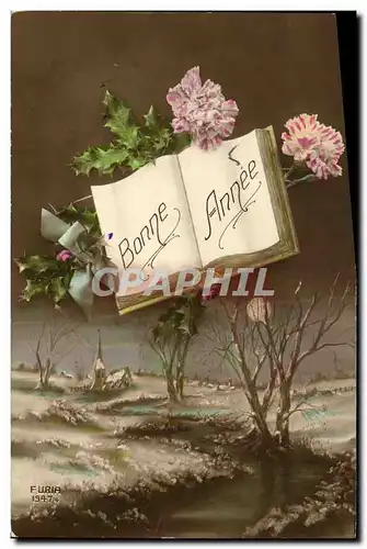 Cartes postales Fantaisie Lune Fleurs