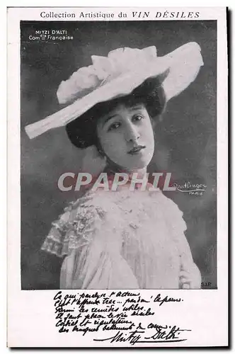 Cartes postales Theatre Fantaisie Femme Mitzi d&#39Alti Comedie Francaise Vin Desiles