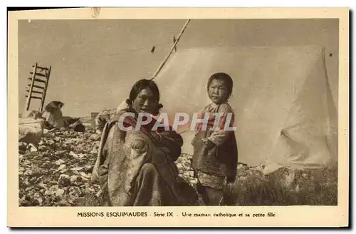 Cartes postales Polaire Missions Esquimaudes Une maman catholique et sa petite fille