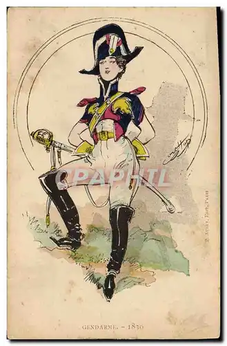 Ansichtskarte AK Fantaisie Illustrateur Gendarme 1830 Militaria