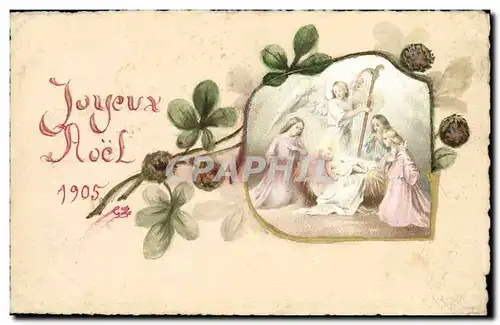 Cartes postales Fantaisie (dessin a la main) Anges Fluers Noel 1905