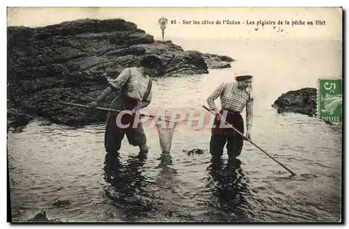 Ansichtskarte AK Peche Sur les cotes de l&#39Ocean Les plaisirs de la peche au filet