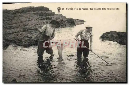 Cartes postales Peche Sur les cotes de l&#39Ocean Les plaisirs de la peche au filet
