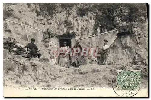 Cartes postales Peche Dieppe Habitation de pecheurs dans la Falaise